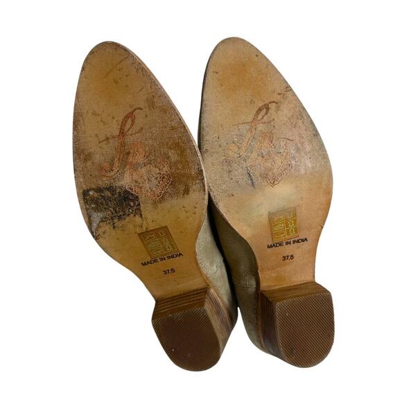 Free‎ People Charm Double V Ankle Boots Camel Suede Size Beige 37.5 US 7 - Picture 9 of 12